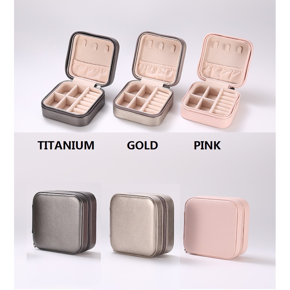 Kotak Perhiasan MINI Portabel Tempat Penyimpanan Travel Jewelry Box Case Untuk Anting Cincin Kalung