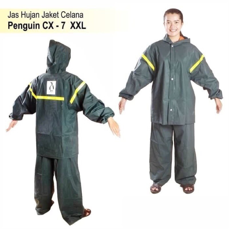 Jas Hujan Setelan Jaket Celana Penguins XXL CX-7 Super Quality MURAH