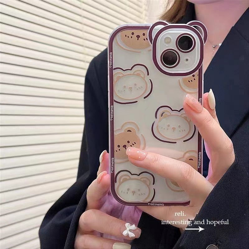 Soft Case Silikon TPU Transparan Motif Beruang Untuk IPhone 13 12 Mini 11 10 Pro XS Max X XR 8 7 6 6S Plus SE 2020