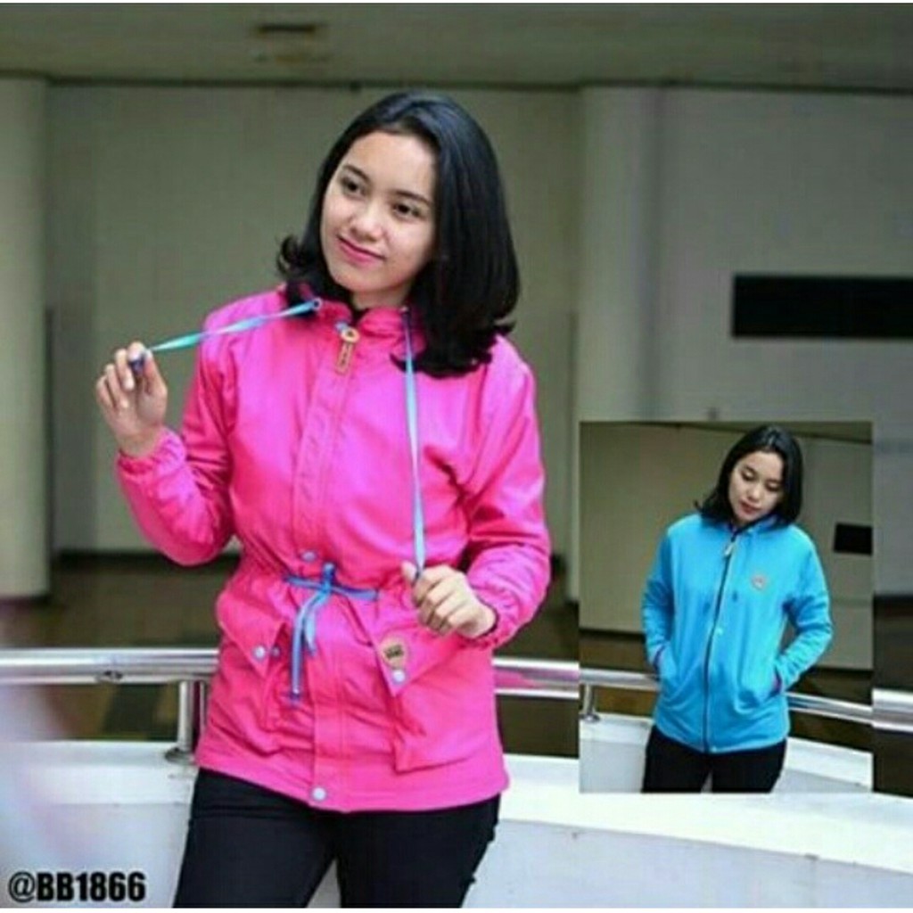 SAE JAKET WANITA BOLAK BALIK PINK TURKIS   VANS BB PARKA Berkualitas
