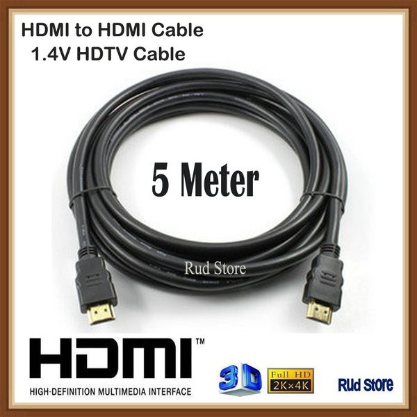 KABEL HDMI To HDMI High Speed High Quality Gold 5 METER tebal dan akurat