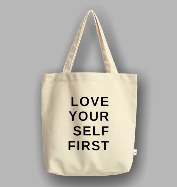 &quot;Messy&quot; Tote Bag Semi Canvas Love Yourself First