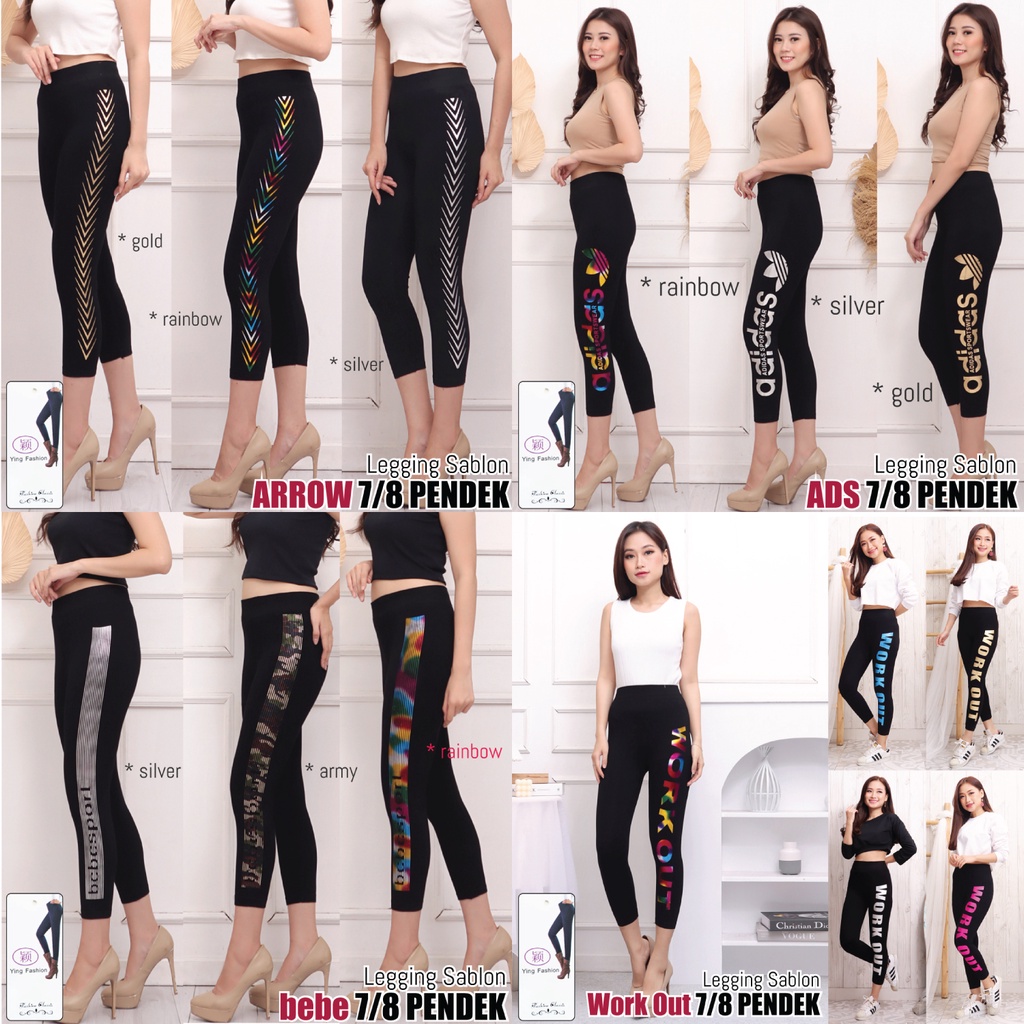 [Grosir Minim 6 pcs ] Legging Sablon Pendek wanita / Legging import fashion wanita / legging ss pendek wanita / legging sablon samping / legging pendek wanita / ying fashionn