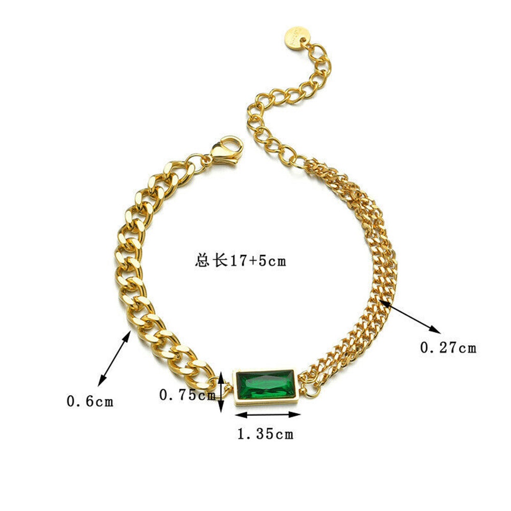 1pc Gelang Rantai Emerald Untuk Aksesoris Wanita