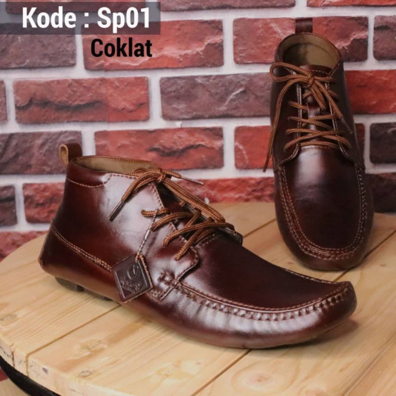 SEPATU PRIA KULIT ASLI LOGAN BOOTS KERJA KANTOR KULIAH JAHITAN TEMBUS SOL OUTSOLE LOGAN SHOES NAWIES