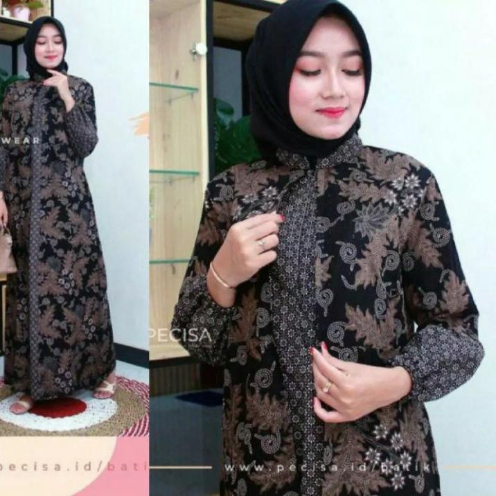 Stok terbatas.. Gamis Batik Jumbo Modern Premium atau Dress Muslim Gamis Batik Kombinasi Gamis Batik