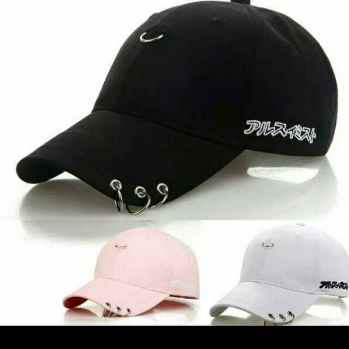 Pria Hip-Hop Topi Topi Keren Gaya Korea Rantai Besi Ring Baseball Cap Real Pict