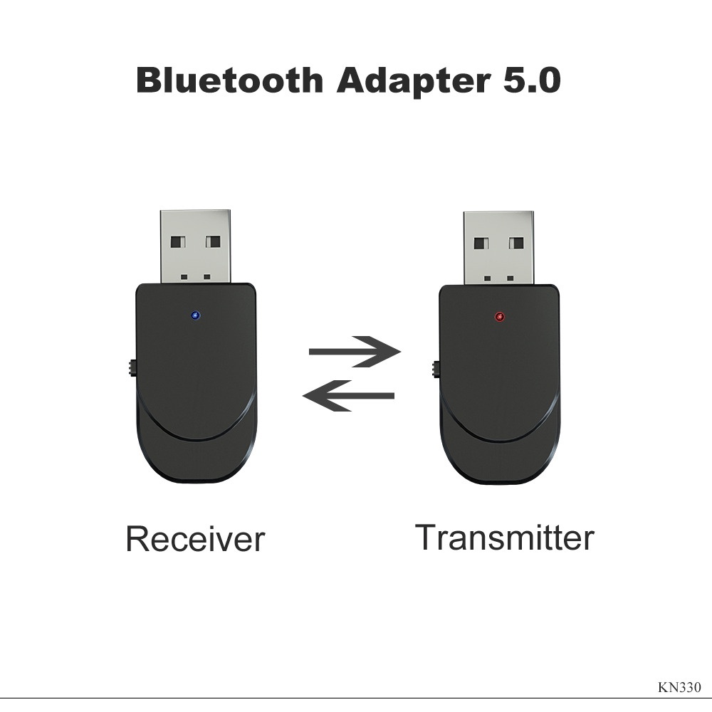 2 in 1 USB Audio Bluetooth 5.0 Transmitter &amp; Receiver - KN330 - Black 7RSK4YBK