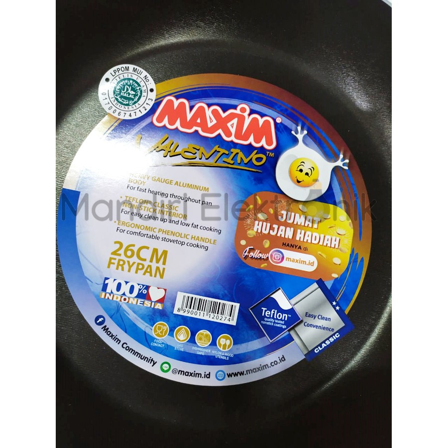 Maxim valentino frypan teflon 26cm /wajan anti lengket