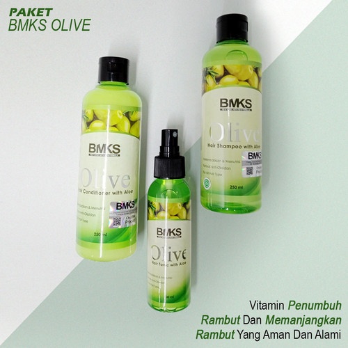 Paket Penyubur Rambut Shampo + Tonic + Kondisioner Ampuh Menumbuhkan Menebalkan | BMKS Olive