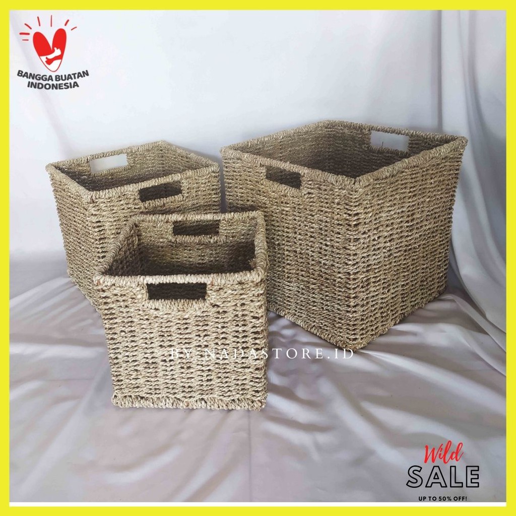 Seagrass storage basket / keranjang anyaman enceng gondok /  / Tempat Penyimpanan / box / laci