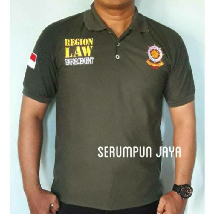 KAOS SATPOL PP - KAOS KERAH SATPOL PP HIJAU ARMY - KAOS POL PP RODA GILA HIJAU ARMY FULL BORDIR