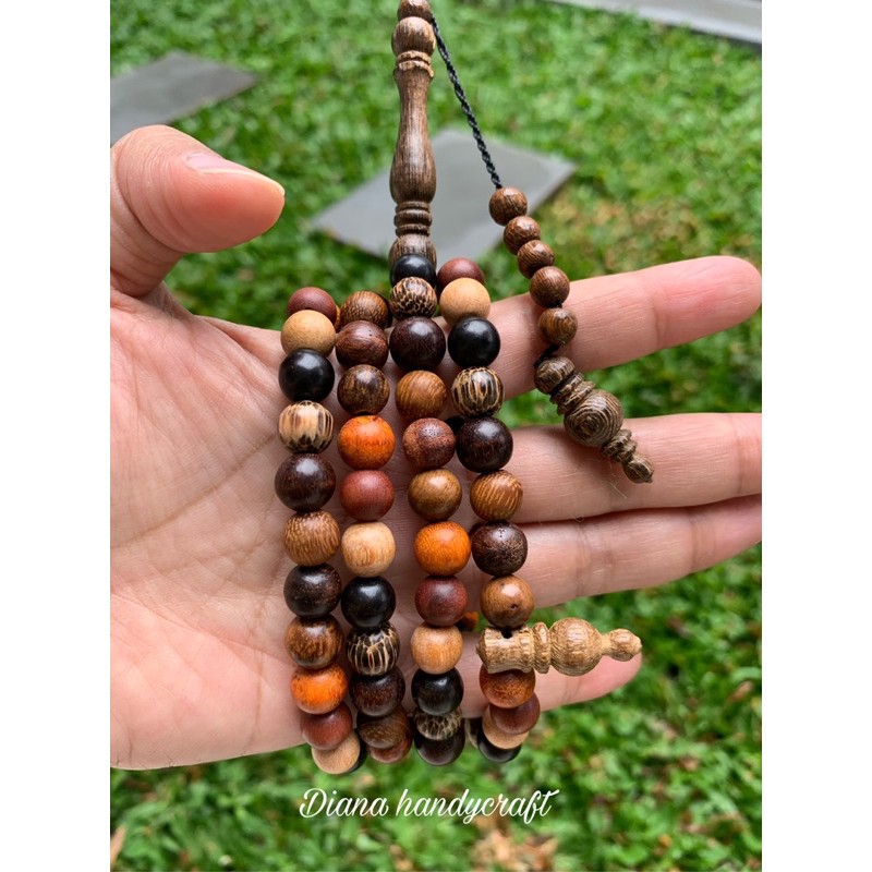 TASBIH KAYU LANGKA / TASBIH KOMBINASI KAYU BERTUAH / TASBIH MUSLIM 99 KAYU BERTUAH