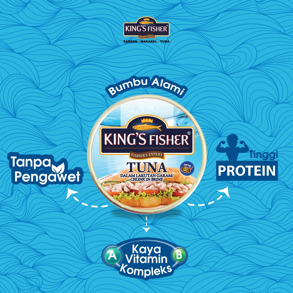 

QH Paket 3 Pcs King's Fisher Tuna Dalam Air Garam Tuna In Brine Dan Tuna Matah Daging Tuna Makanan