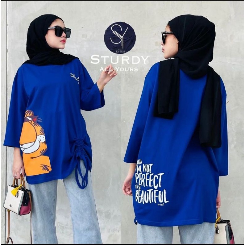 ATASAN KAOS OVERSIZE MODEL SERUT/ KAOS JUMBO WANITA