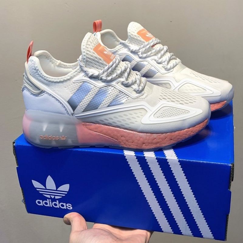 sepatu running adidas zx 2k boost white pink original material