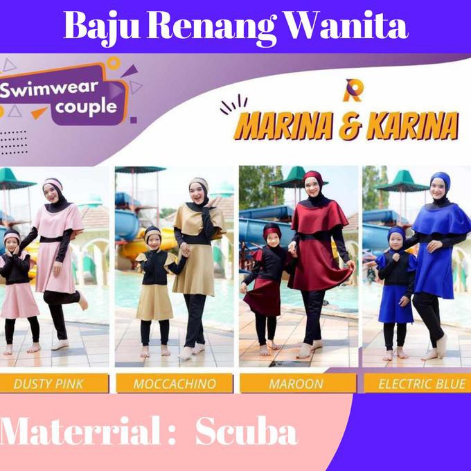 [[BISA COD]] Swimwear Couple, Baju Renang Couple Ibu Dan Anak, Baju Renang Muslimah - Anak Blue, XS