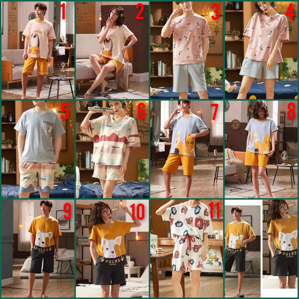 BAJU TIDUR PIYAMA WANITA IBU IBU CEWEK KAOS KATUN ADEM TEBEL IMPORT BERKUALITAS LENGAN PENDEK SETELAN CELANA PANJANG 7/8 SELUTUT MOTIF TERBARU WARNA CERAH FASHIONABLE SIZE M-XXXL FIT TO 80KG