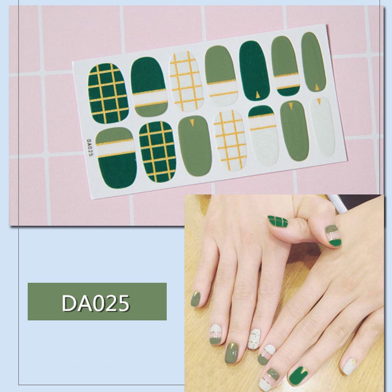 Da021-040 14 Pcs / Lembar Stiker Kuku Palsu 3d Bronzing Untuk Nail Art Diy