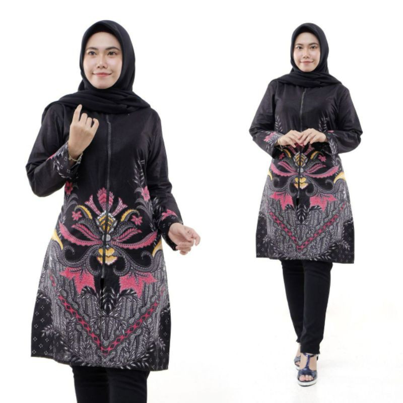 Maura Couple - Sania Ruffle Batik Couple Ori Ndoro Jowi DNT Garansi Termurah Shopee-Tunik raflesia hitam