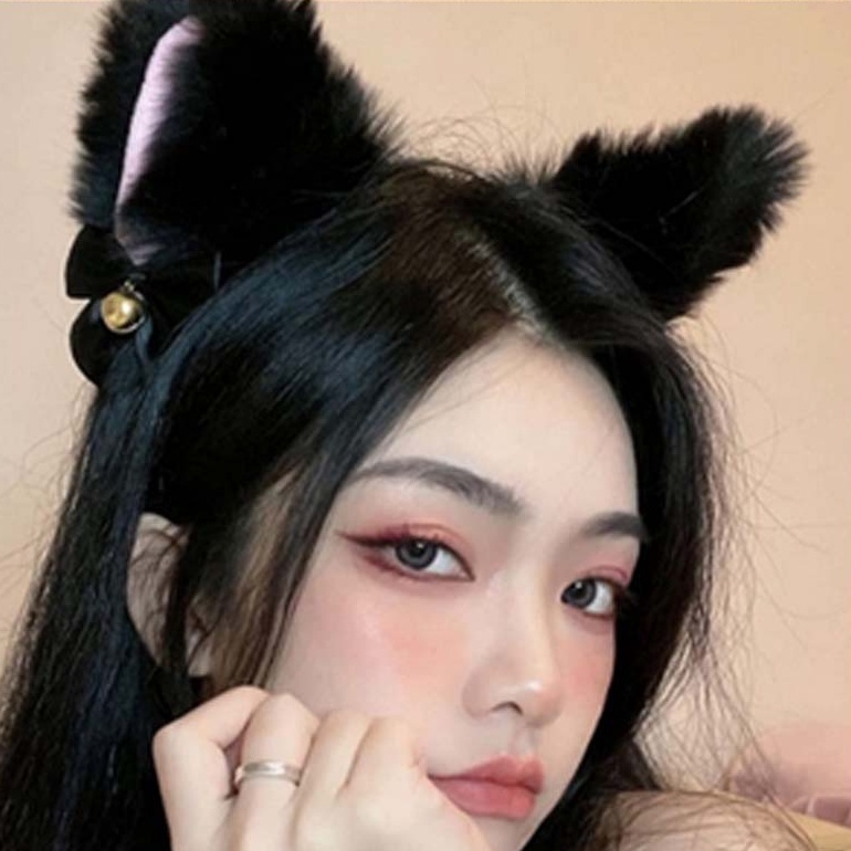 BL-03 BANDO KUCING KERINCING bulu halus kawaii nekomimi neko cat hairband black white cosplay