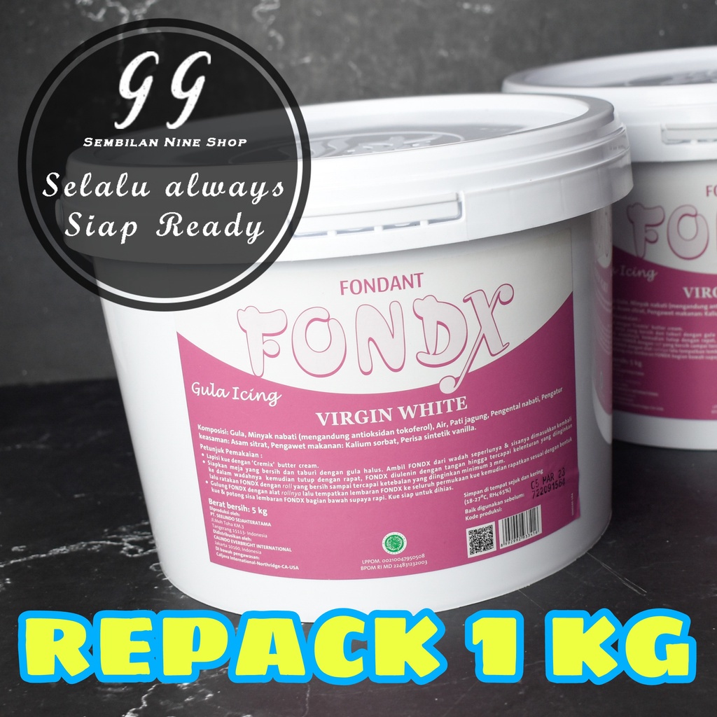 

FONDX 1 KG Fondant Virgin WHITE Gula Icing Putih Fondan Fondex Vondant