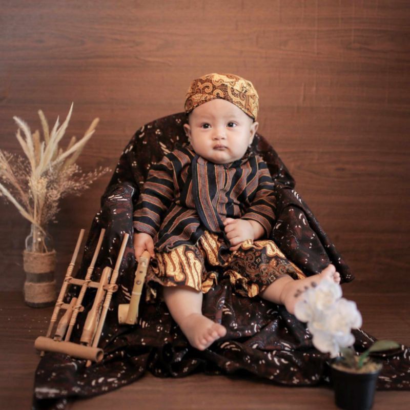 CELANA BATIK ANAK,BLANGKON,BAJU LURIK,SATU SET ANAK UMUR 0-12 BULAN