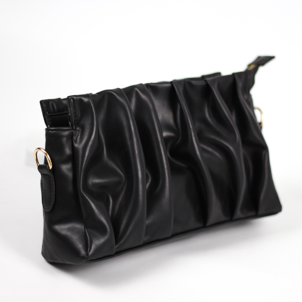 Jual TAS SELEMPANG/SHOULDER BAG HITAM KERUT ELSA PREMIUM - TAS KERUT