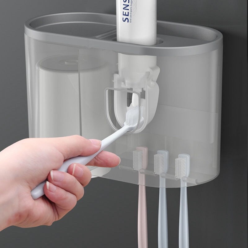 Mengni Dispenser Odol Sikat Gigi 1 Gelas / Wall-Mounted Toothpaste And Toothbrush Holder