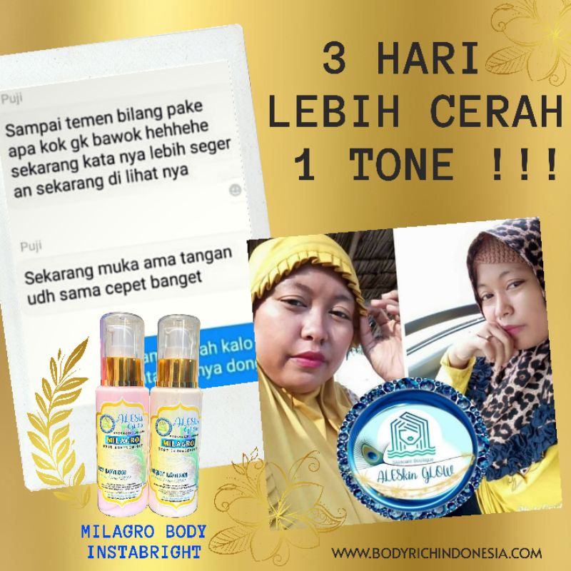 MILAGRO BODY INSTABRIGHT PAKET BODYLOTION Pemutih Badan Permanen Hand Body Whitening