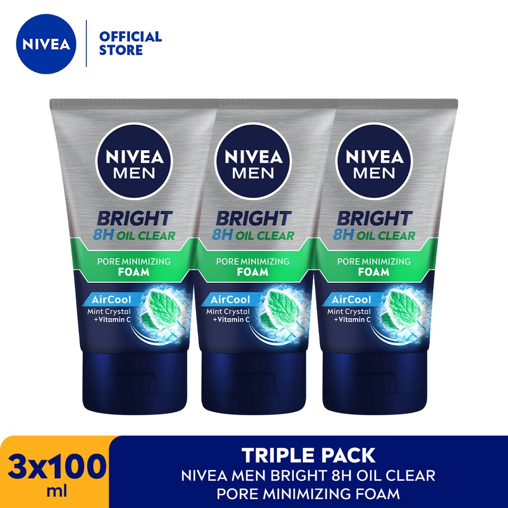 NIVEA MEN White Oil Clear Anti-Shine Foam 100mL Triplepack