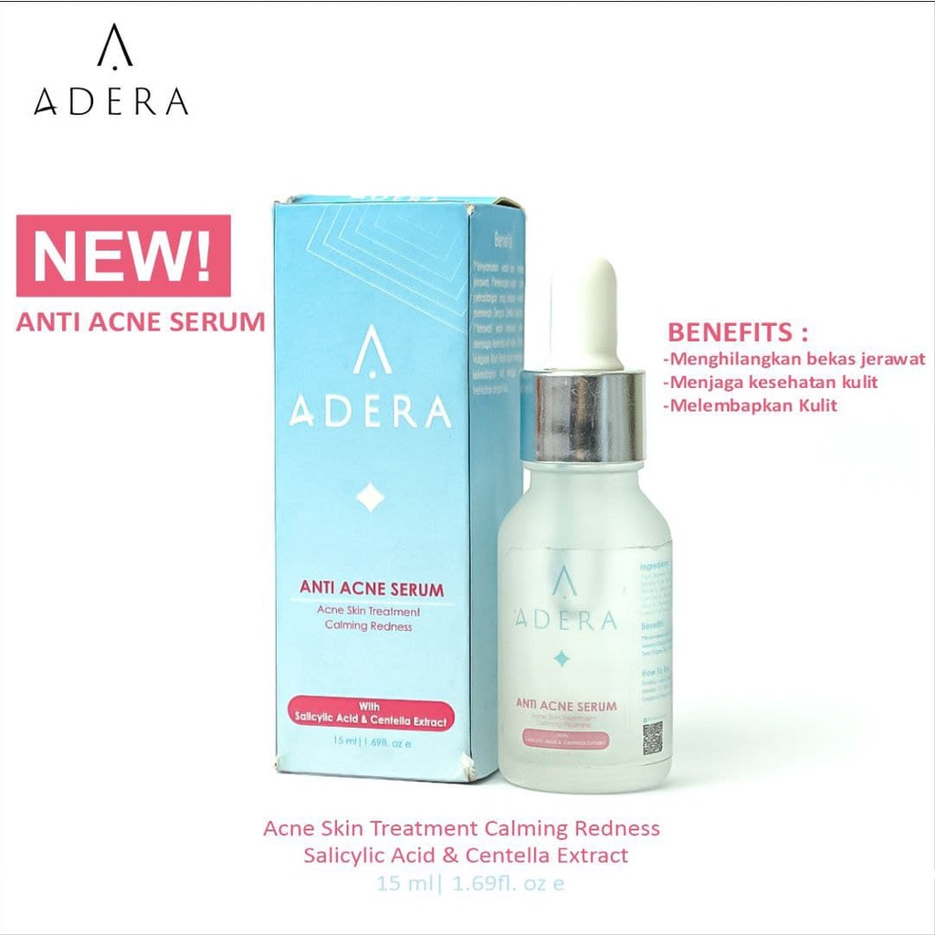 Adera Face Serum Anti Acne/Jerawat, Dark Spot/Flek Hitam, Brightening/Pemutih ORIGINAL & BPOM Resmi