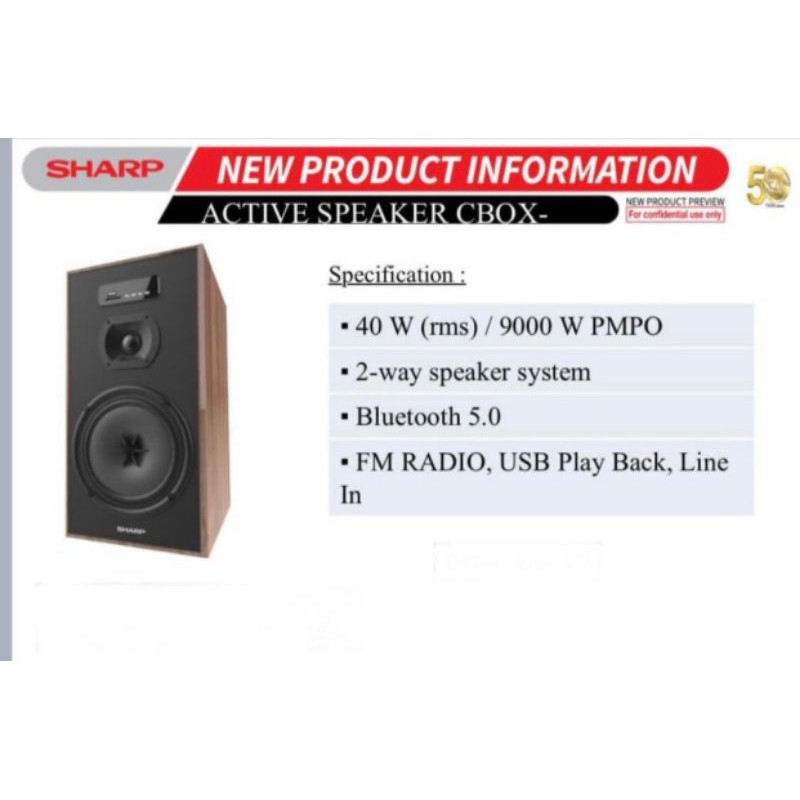 SHARP Speaker Active CBOX-B655UBO Bluetooth/USB