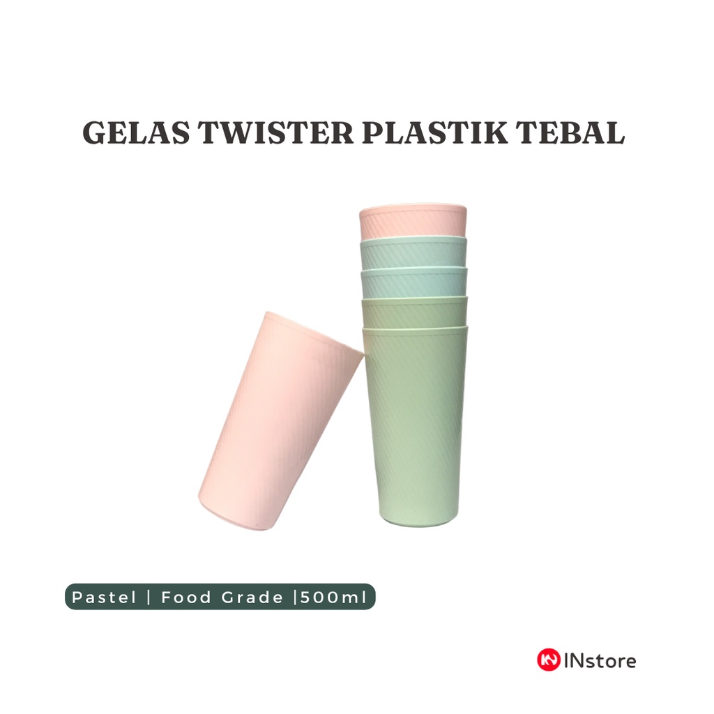 Gelas Plastik Tebal 500ml Warna Pastel - Cup Tahan Panas - Gelas Twister - Gelas Gravy