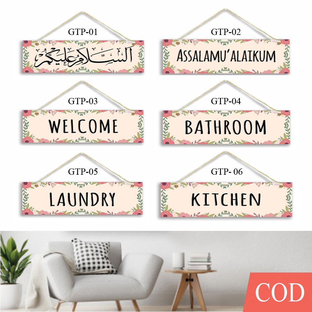 Hiasan Dinding 10x30 Wall decor ASSALAMUALAIKUM / WELCOME / BATHROOM / KITCHEN / LAUNDRY / KITCHEN