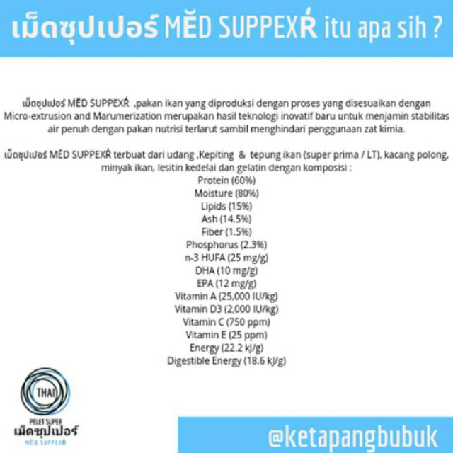 Pelet Super From Thailand Mengandung Kepiting Spirulina dan Udang