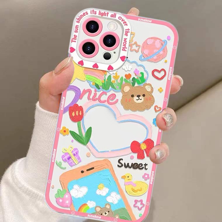 Soft Case Silikon Transparan Shockproof Motif Bunga Untuk iPhone 11 12 13 Pro MAX X XR XS MAX 12 Pro 6 6S 7 8 Plus