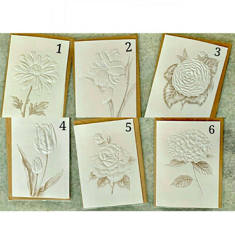 

Flower emboss card / kartu motif bunga / Birthday Card / Kartu Ulang Tahun