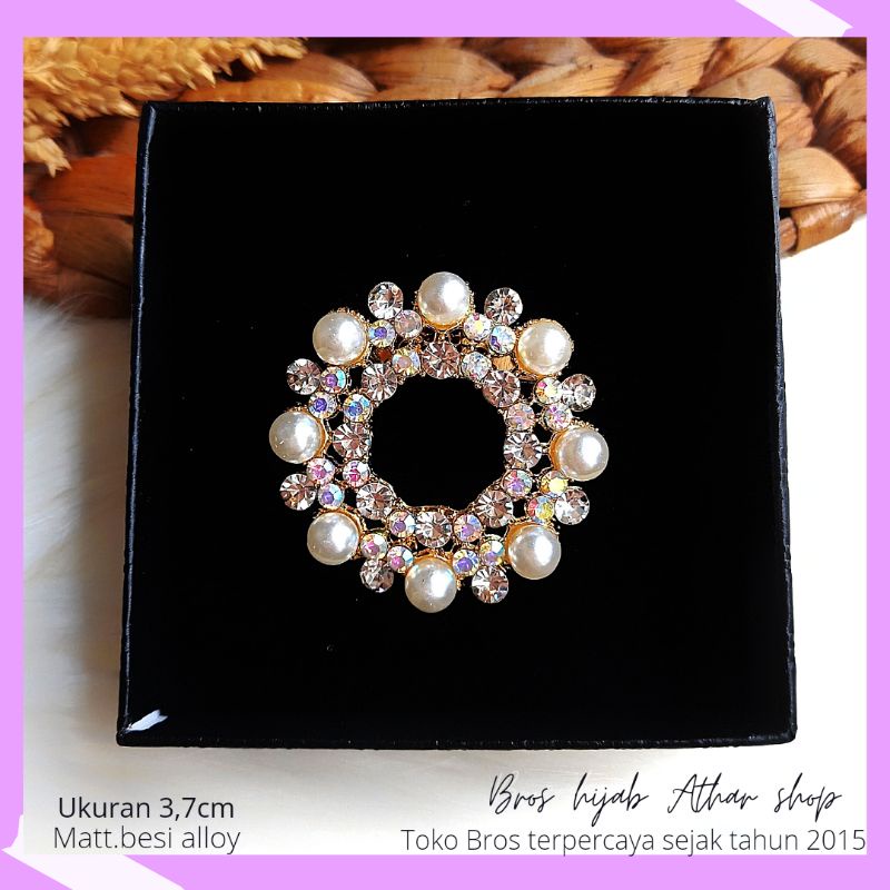 Athar shop COD Bros mutiara kristal fashion korea aksesoris fashion pin bros tuspin-Muti 7602 gold