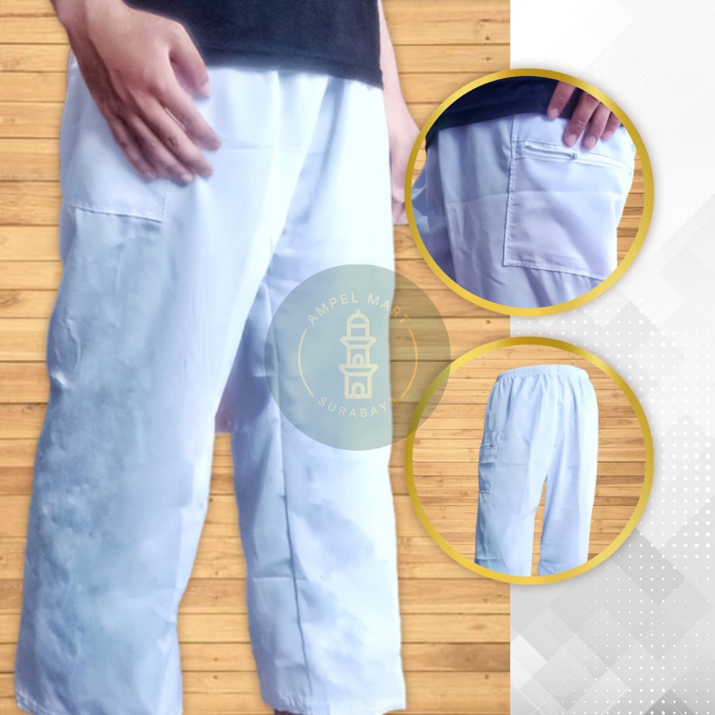 NEW Celana Haji Pria Putih Polos Celana Putih Polos Celana Umroh Celana Laki-laki Celana Katun Celana Ihram Celana Ihrom Celana Panjang Perlengkapan Haji dan Umroh