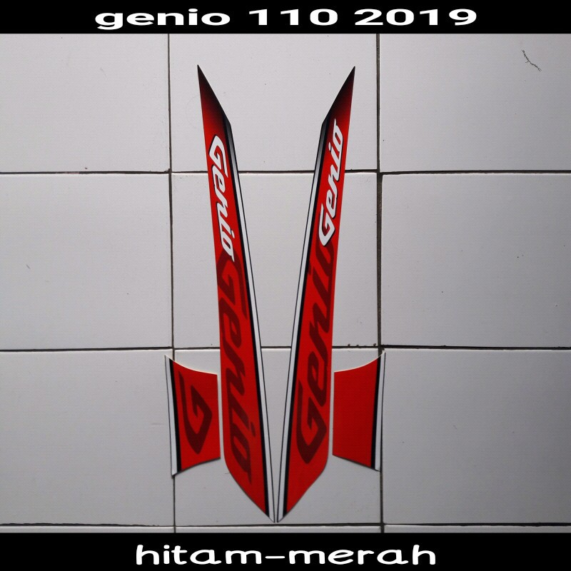 stiker motor genio cbs 2019 hitam-merah