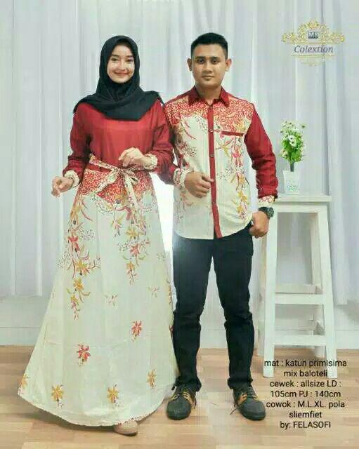 Couple Batik Katun Felasofi Sarimbit Pasangan Gaun Kondangan Muslimah