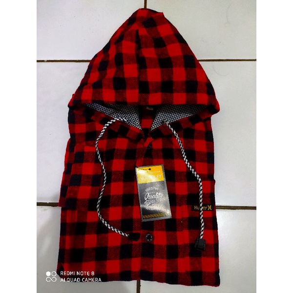 kemeja flanel Hoodie pria wanita
