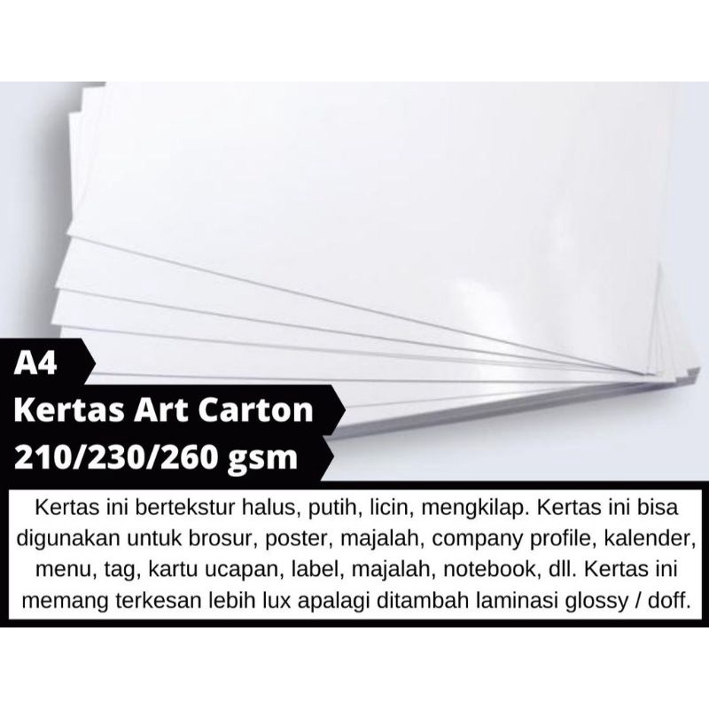 

Artcarton/kertas BW 210gr, 230gr, 260gr Uk. A4