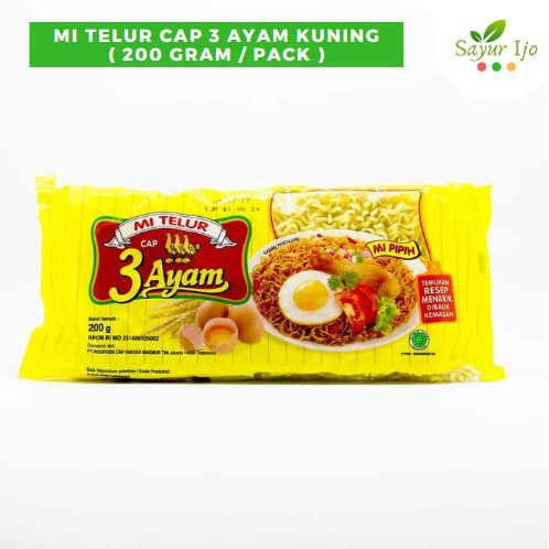 

Mi Telur Cap 3 Ayam Kuning 200 Gram / Pack Mie Telor Kemasan