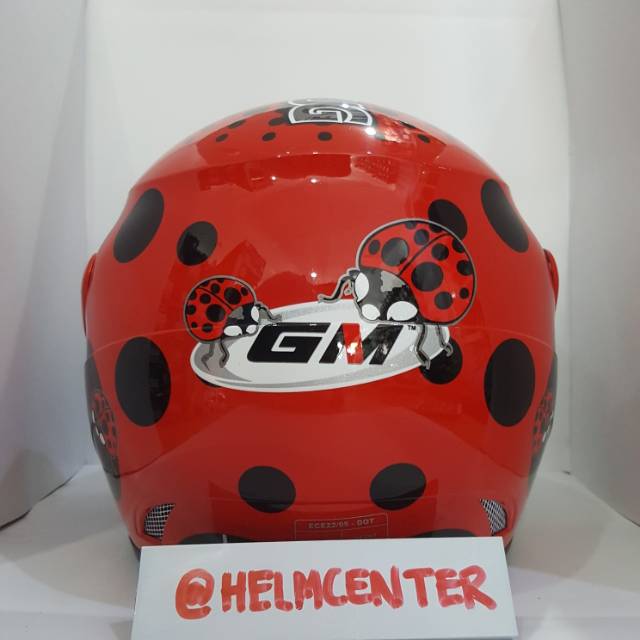 HELM DEWASA GM EVO LADYBUG WHITE RED SNI | Shopee Indonesia