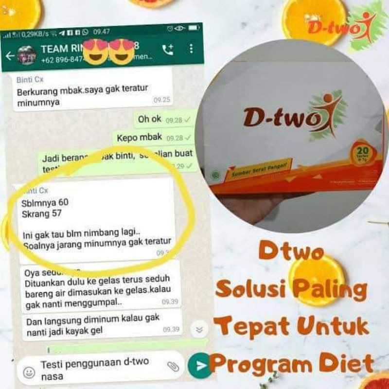 

D-two minuman kaya serat alami (Diet sehat)