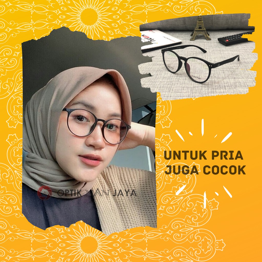 ( GRATIS LENSA ) Frame Kacamata Minus Pria Wanita Calvin Kl3*n CK Bulat