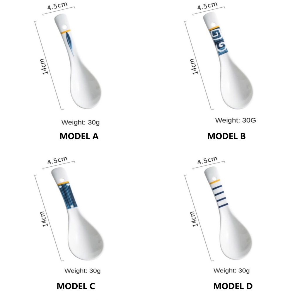 Triple W Sendok Sup Sendok Keramik Sendok Jepang Japanese Soup Spoon Ceramic Sendok Bebek Premium