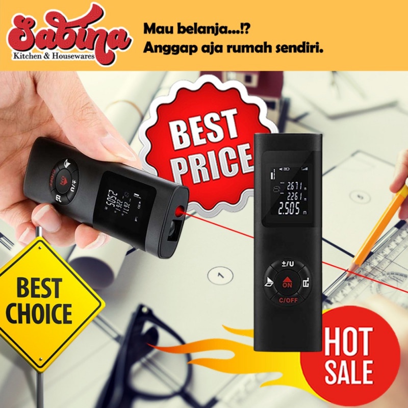 Meteran Laser Pengukur Jarak 40M USB Rechargeable 200mAh LCD Backlight